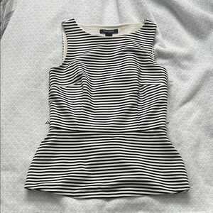 White House Black Market Black and White Striped Women's Top